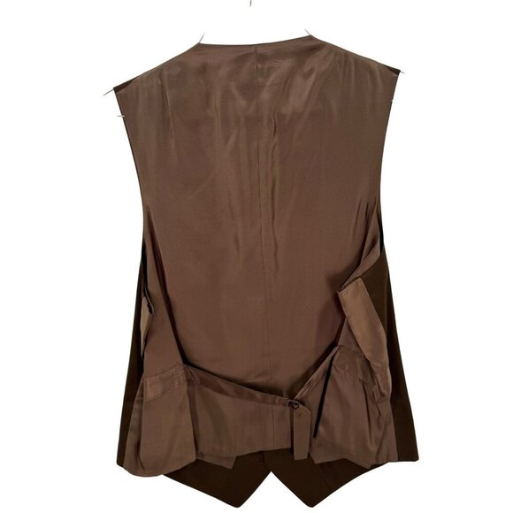 Hart Schaffner & Marx Mens Brown Formal Vest Size 44R Button-Front Design Satin - Picture 4 of 7